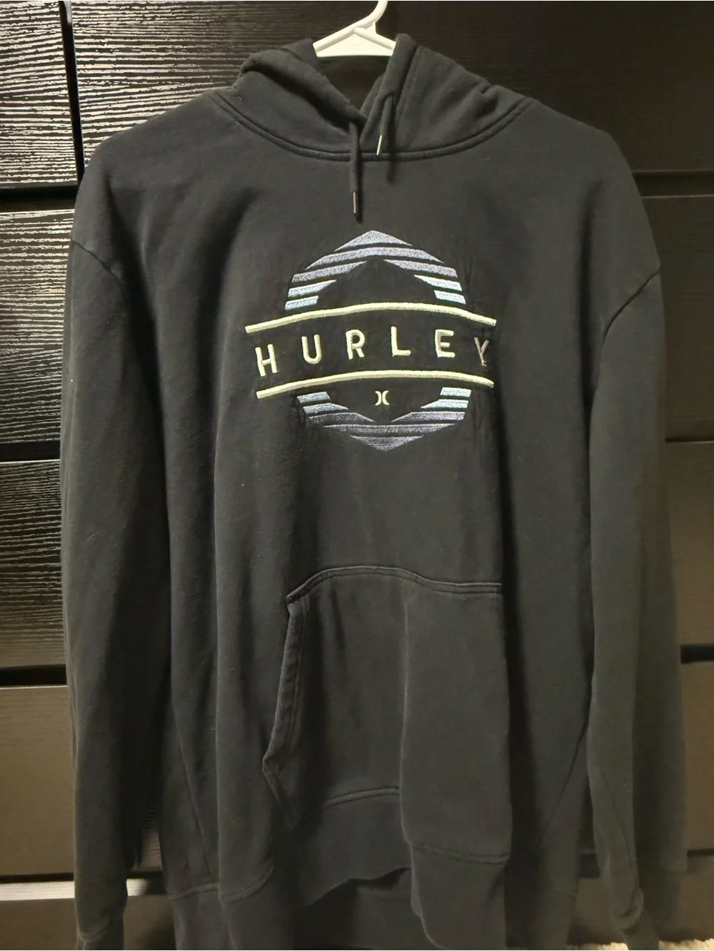 Hurley Black Pullover Hoodie with Subtle Multicolor Logo